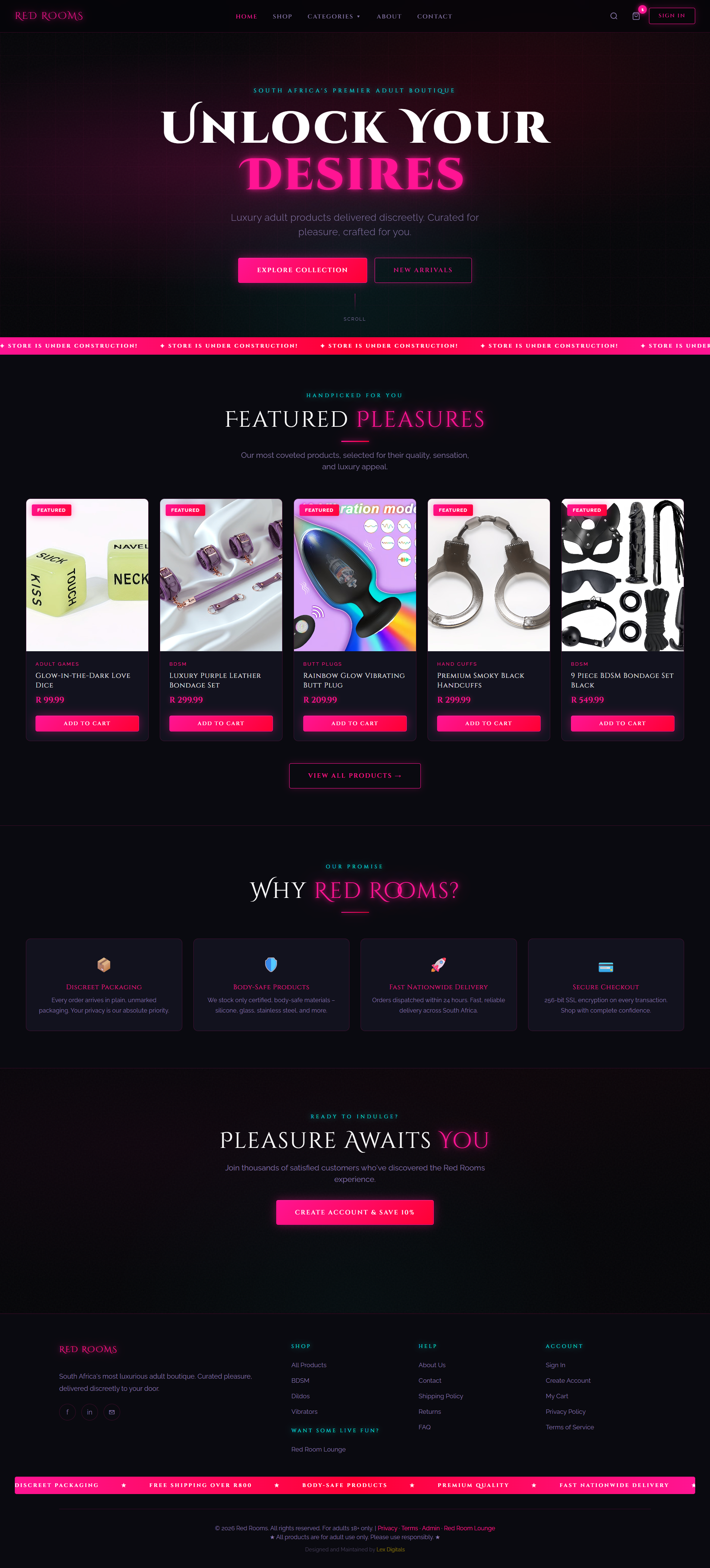 Red Rooms Store – E-Commerce Platform by Lex Digitals
