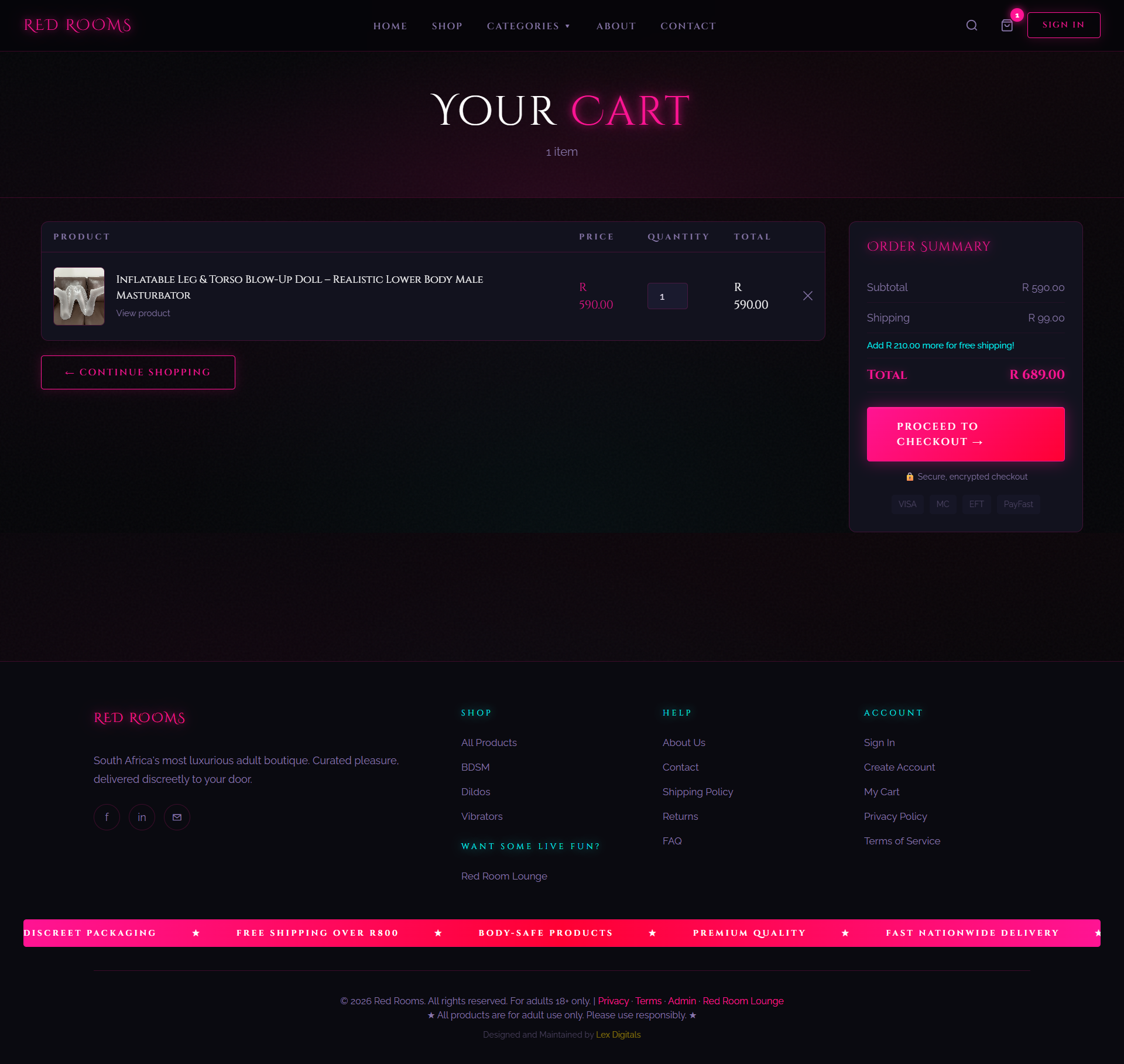 Red Rooms Store – Additional Page